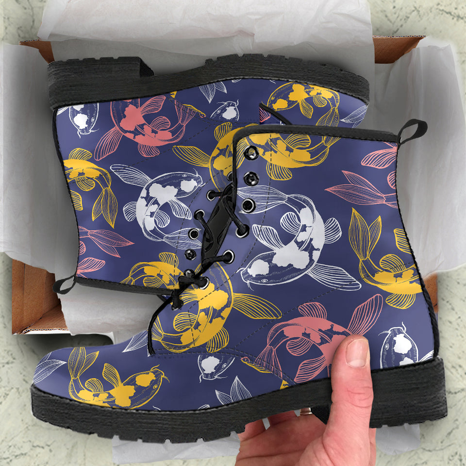 Koi Fish Carp Fish Pattern Leather Boots