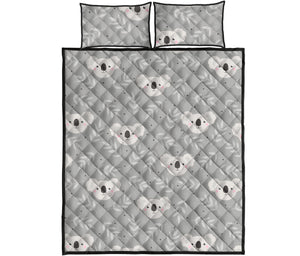 Cute koala leaves pattern Quilt Bed Set