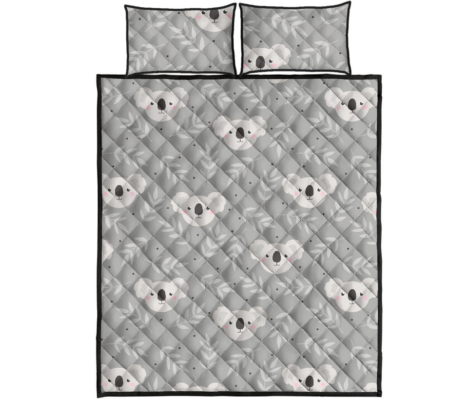 Cute koala leaves pattern Quilt Bed Set