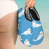 Cute Sea Lion Seal Pattern Background Aqua Shoes