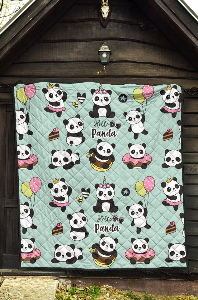 Cute Baby Panda Pattern Premium Quilt
