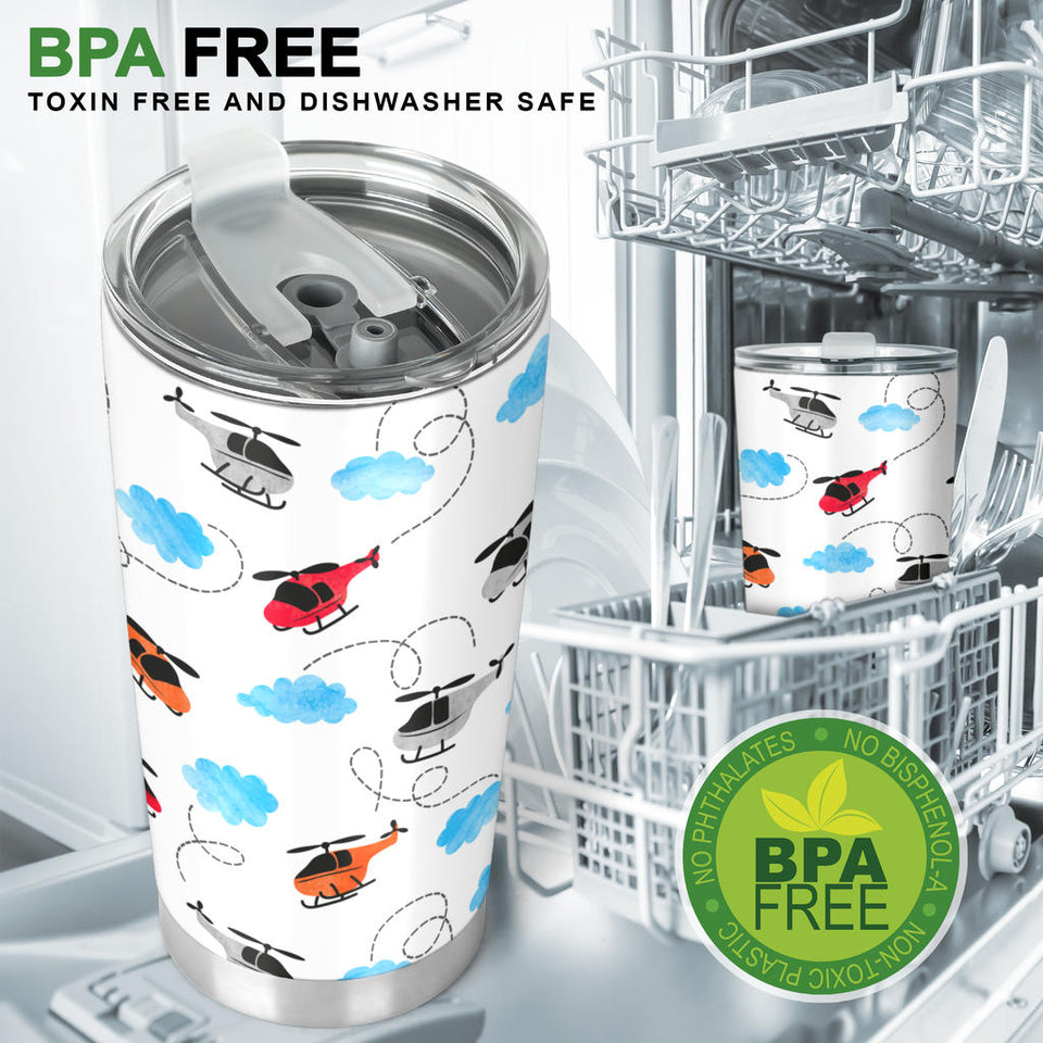 Watercolor Helicopter Cloud Pattern Tumbler