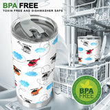 Watercolor Helicopter Cloud Pattern Tumbler