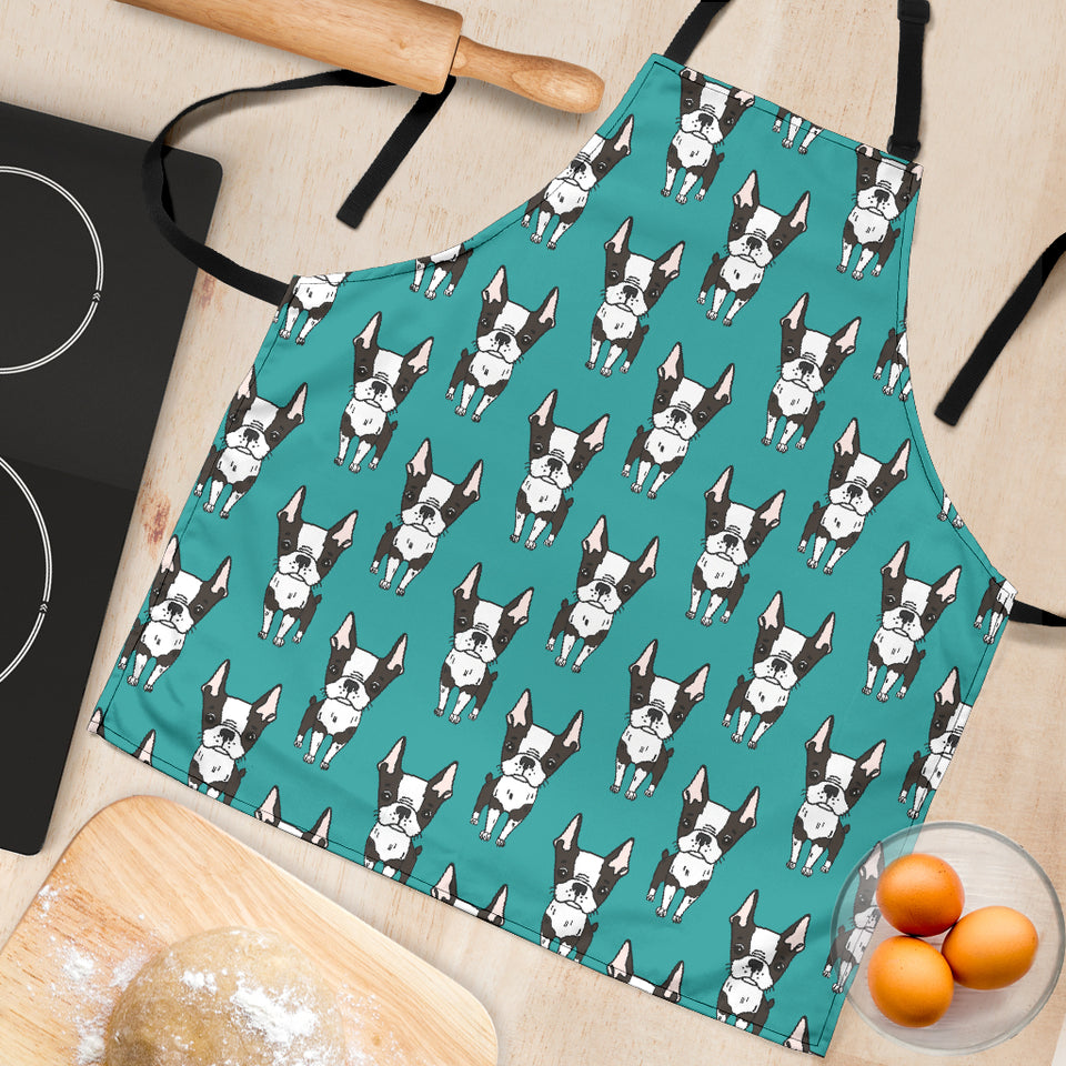 Hand Drawn Boston Terrier Dog Pattern Adjustable Apron