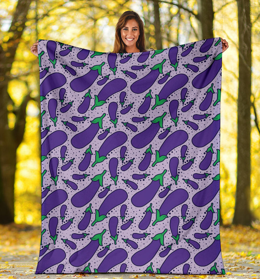 Eggplant Pattern Print Design 03 Premium Blanket