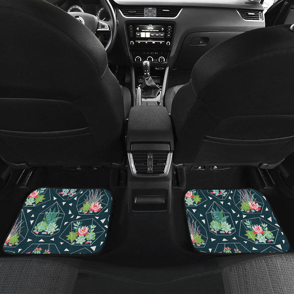 Cactus Glass Terrarium Pattern Front And Back Car Mats
