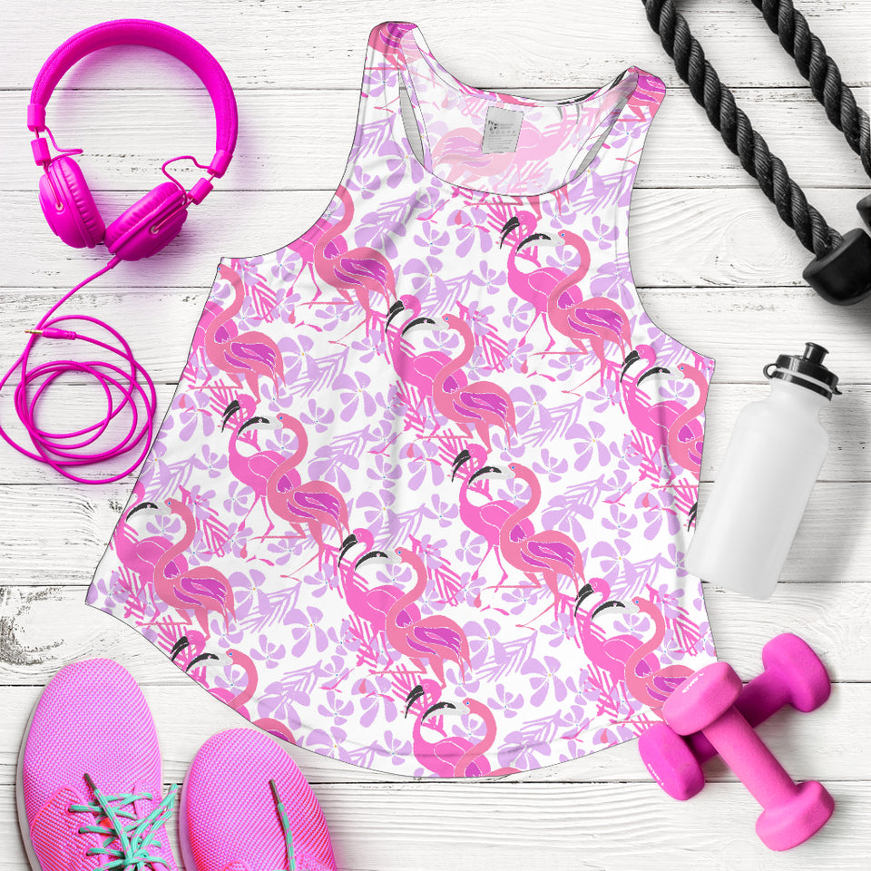 Pink flamingo flower pattern Women Racerback Tank Top
