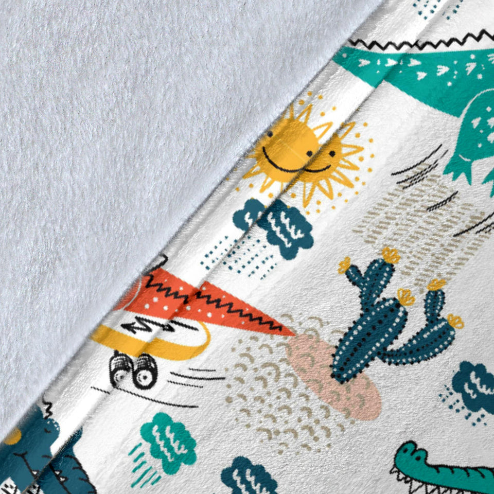 Cute Crocodile Pattern Premium Blanket