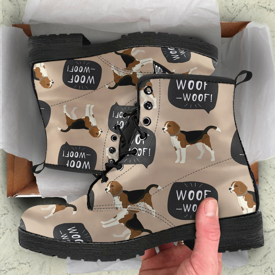 Beagle Pattern Leather Boots