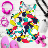 watercolor bowling ball pins Women Racerback Tank Top