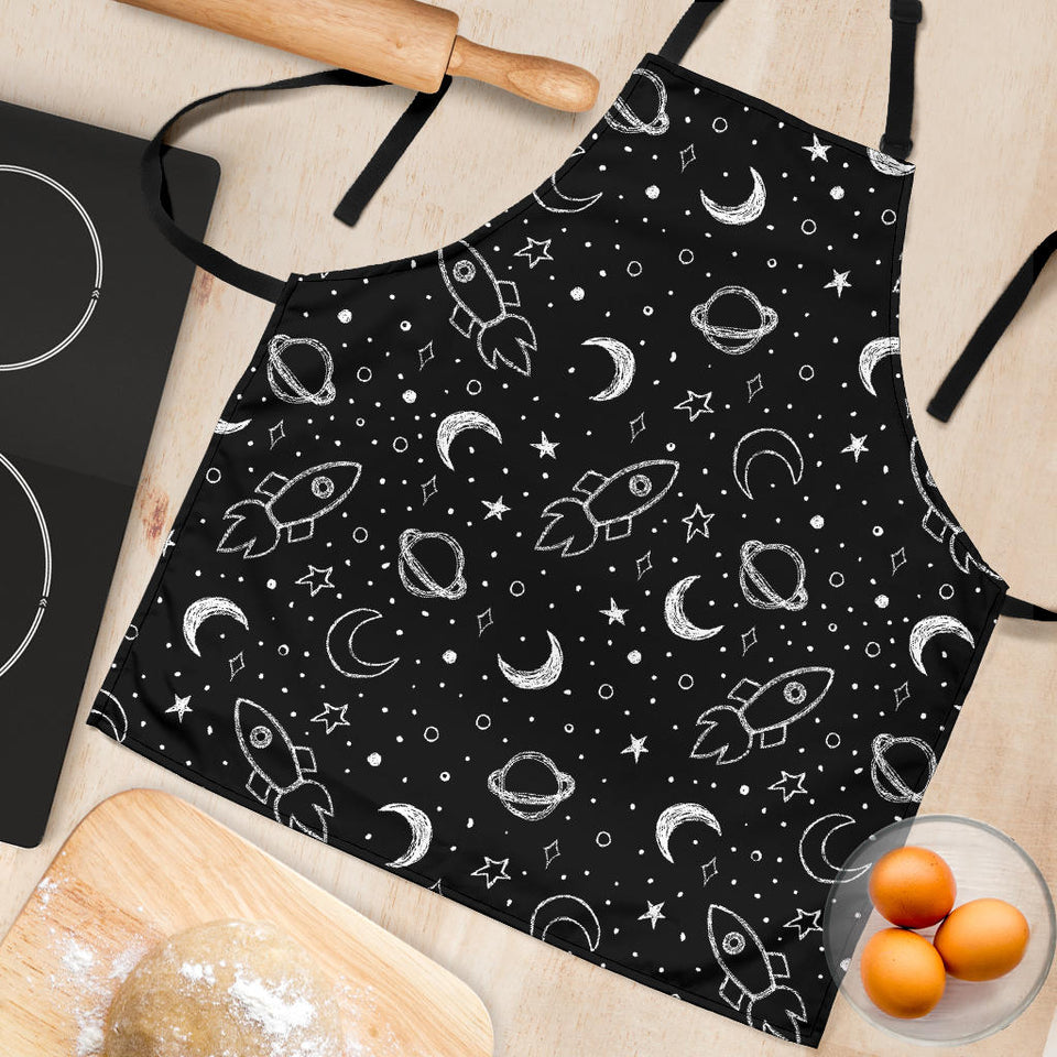 Hand Drawn Space Rocket Star Planet Adjustable Apron
