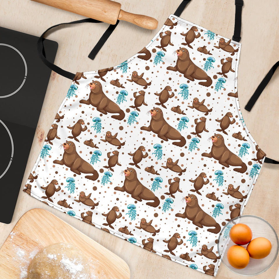 Sea Lion Seals Jellyfish Pattern Adjustable Apron