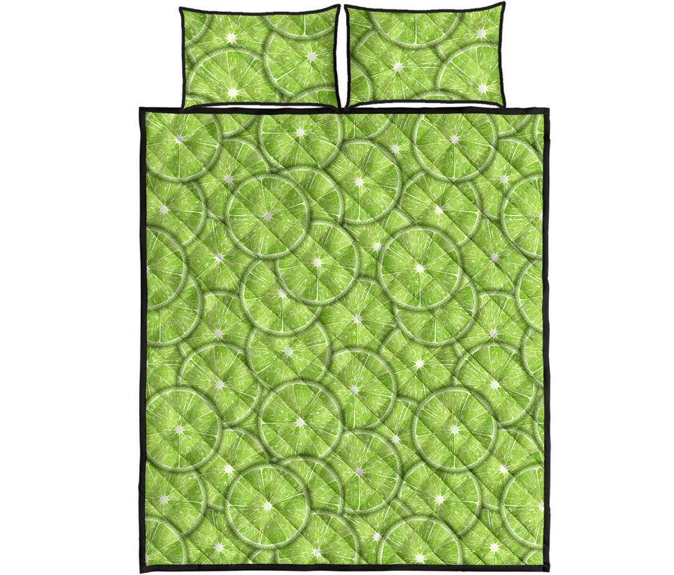Slices of Lime pattern Quilt Bed Set