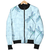 Dragonfly Pattern Blue Background Women'S Bomber Jacket
