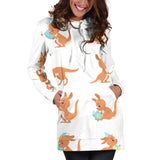 Cute Kangaroo Pattern Women'S Hoodie Dress