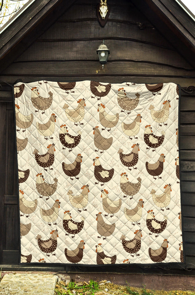 Cute Rooster Chicken Cock Premium Quilt