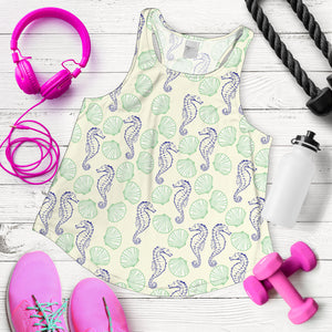 Seahorse shell pattern Women Racerback Tank Top
