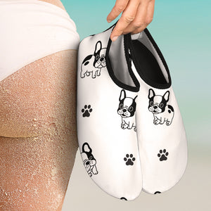 Cute French Bulldog Paw Pattern Aqua Shoes