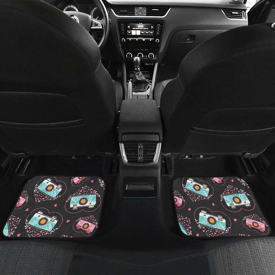 Camera Pattern Print Design 04 Front and Back Car Mats