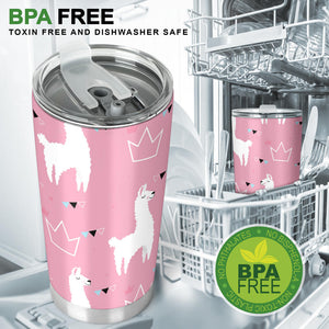 Llama Alpaca Pink Background Tumbler