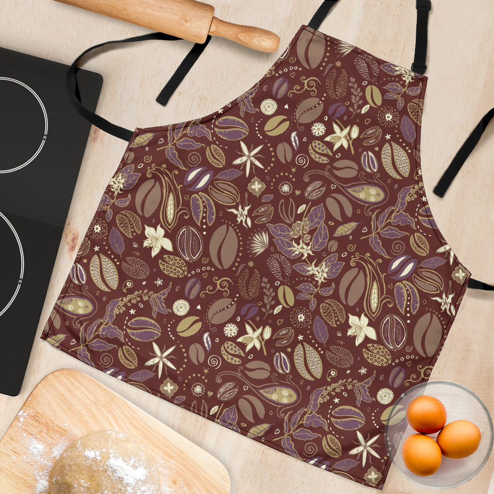 Coffee Bean Flower Pattern Adjustable Apron