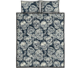 Sugar skull black white pattern Quilt Bed Set