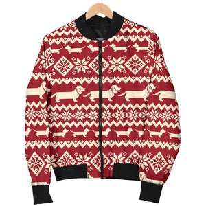 Dachshund Nordic Pattern Women'S Bomber Jacket