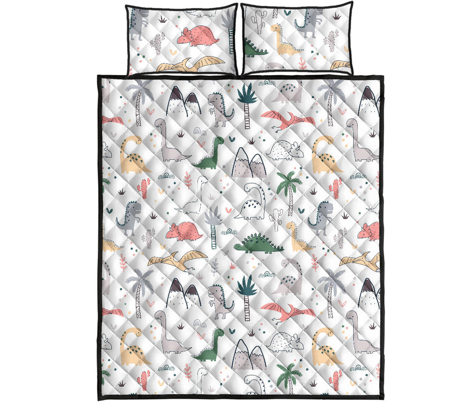 Cute cartoon dinosaurs tree pattern Quilt Bed Set