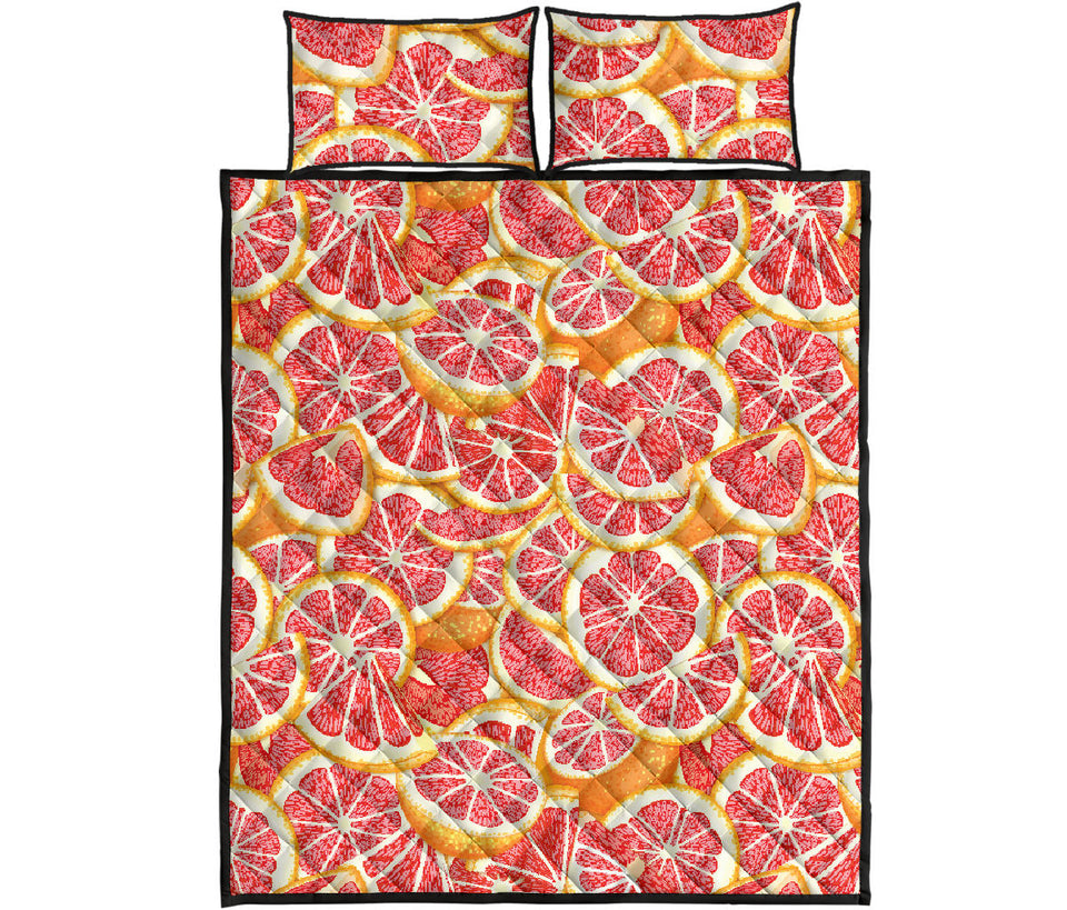 Tropical grapefruit pattern Quilt Bed Set