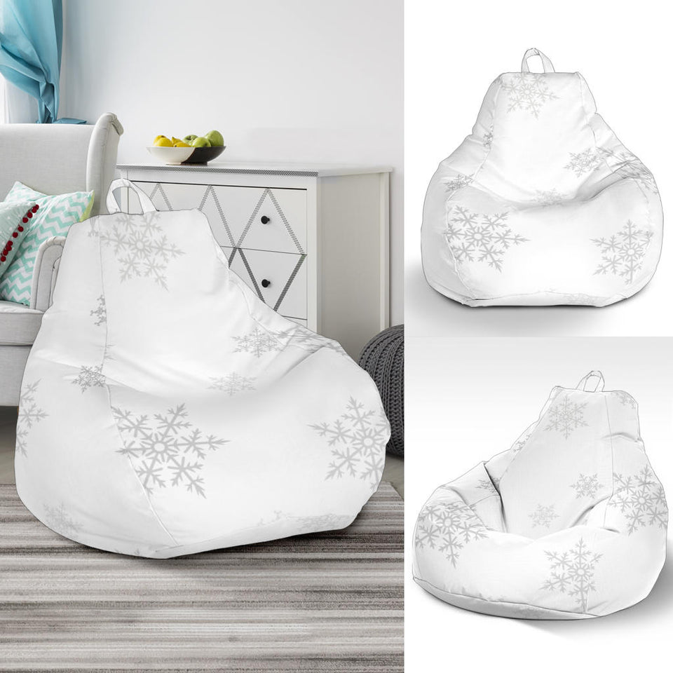 Snowflake Pattern White Background Bean Bag Cover