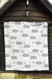 Cute Rhino Heart Pattern Premium Quilt