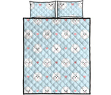 White cute pomeranian pattern Quilt Bed Set