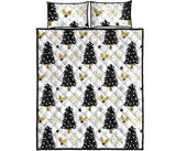 Christmas tree holly snow star pattern Quilt Bed Set