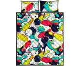 watercolor bowling ball pins Quilt Bed Set