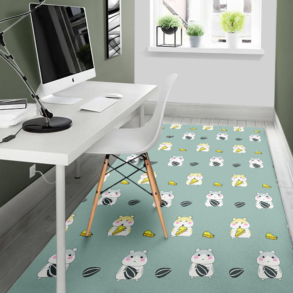 Cute Hamster Cheese Pattern Area Rug