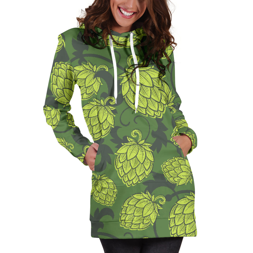 Hop Pattern Hop Cone Background Women'S Hoodie Dress