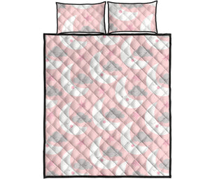 Cute moon cloud star pattern pink dot background Quilt Bed Set