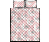 Cute moon cloud star pattern pink dot background Quilt Bed Set