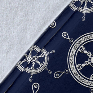 Nautical Steering Wheel Design Pattern Premium Blanket