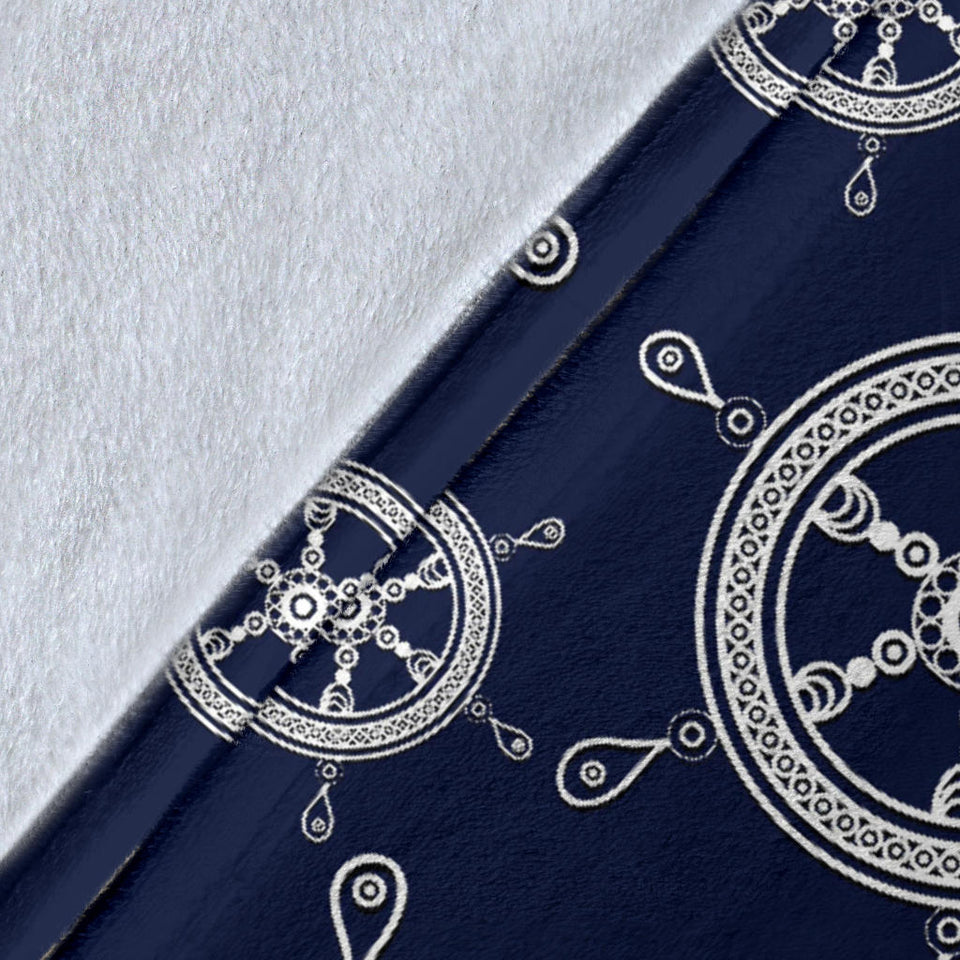 Nautical Steering Wheel Design Pattern Premium Blanket