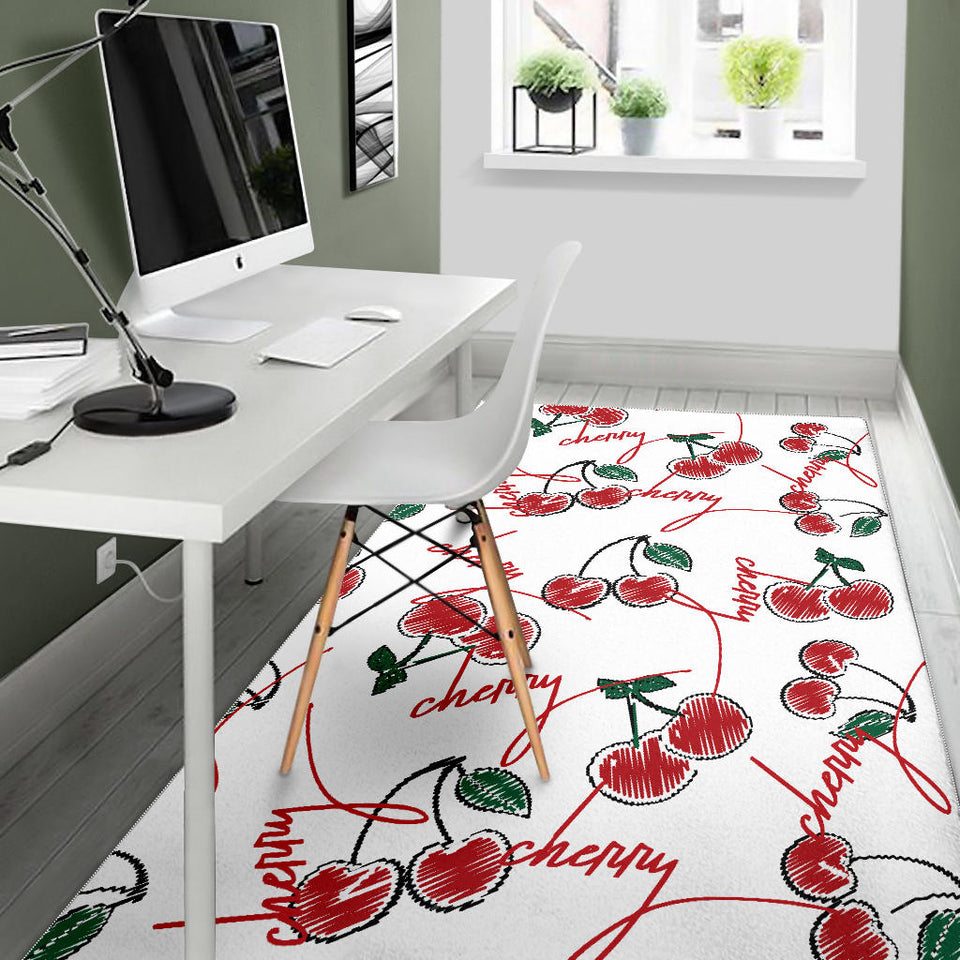 Hand Drawn Cherry Pattern Area Rug