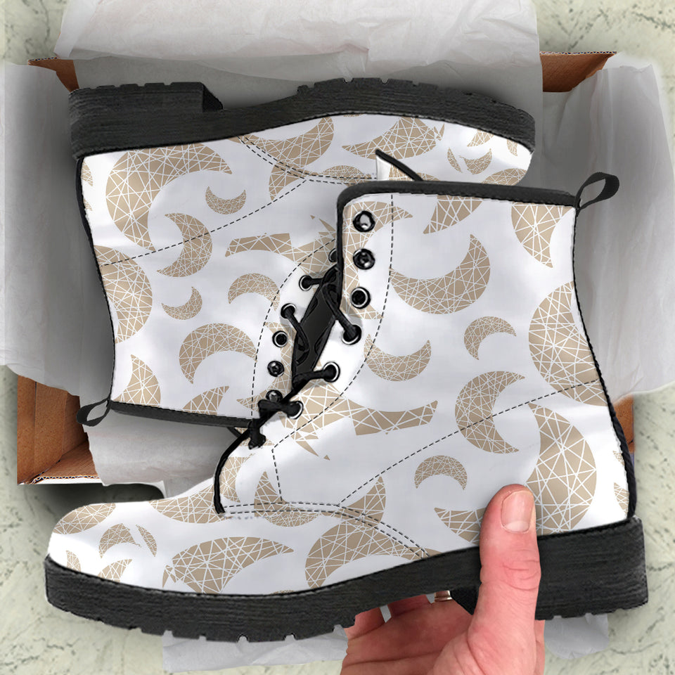 Cool Gold Moon Abstract Pattern Leather Boots
