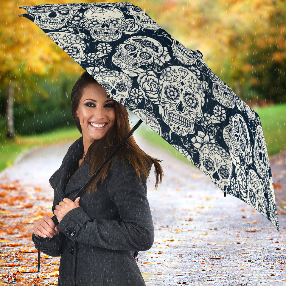 Sugar Skull Black White Pattern Umbrella