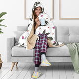 Boston Terrier Dog Hearts Vector Pattern Hooded Blanket
