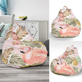 Pink Flamingo Birds Pineapples Hibiscus Flower Pattern Bean Bag Cover