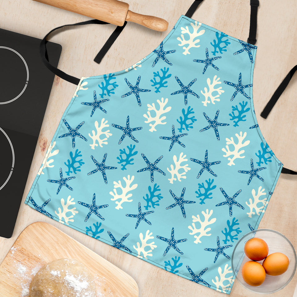 Blue Starfish Coral Reef Pattern Adjustable Apron