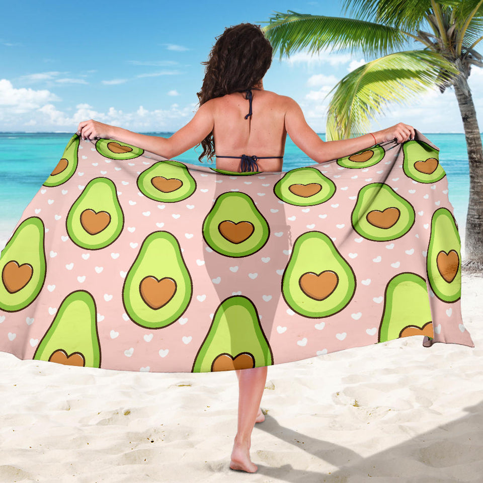 Avocado Heart Pink Background Sarong