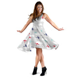 Airplane Cloud Grey Background Sleeveless Midi Dress