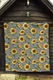 Sunflowers Ribbon Background Premium Quilt