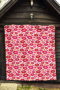 Lips Pattern Print Design 01 Premium Quilt